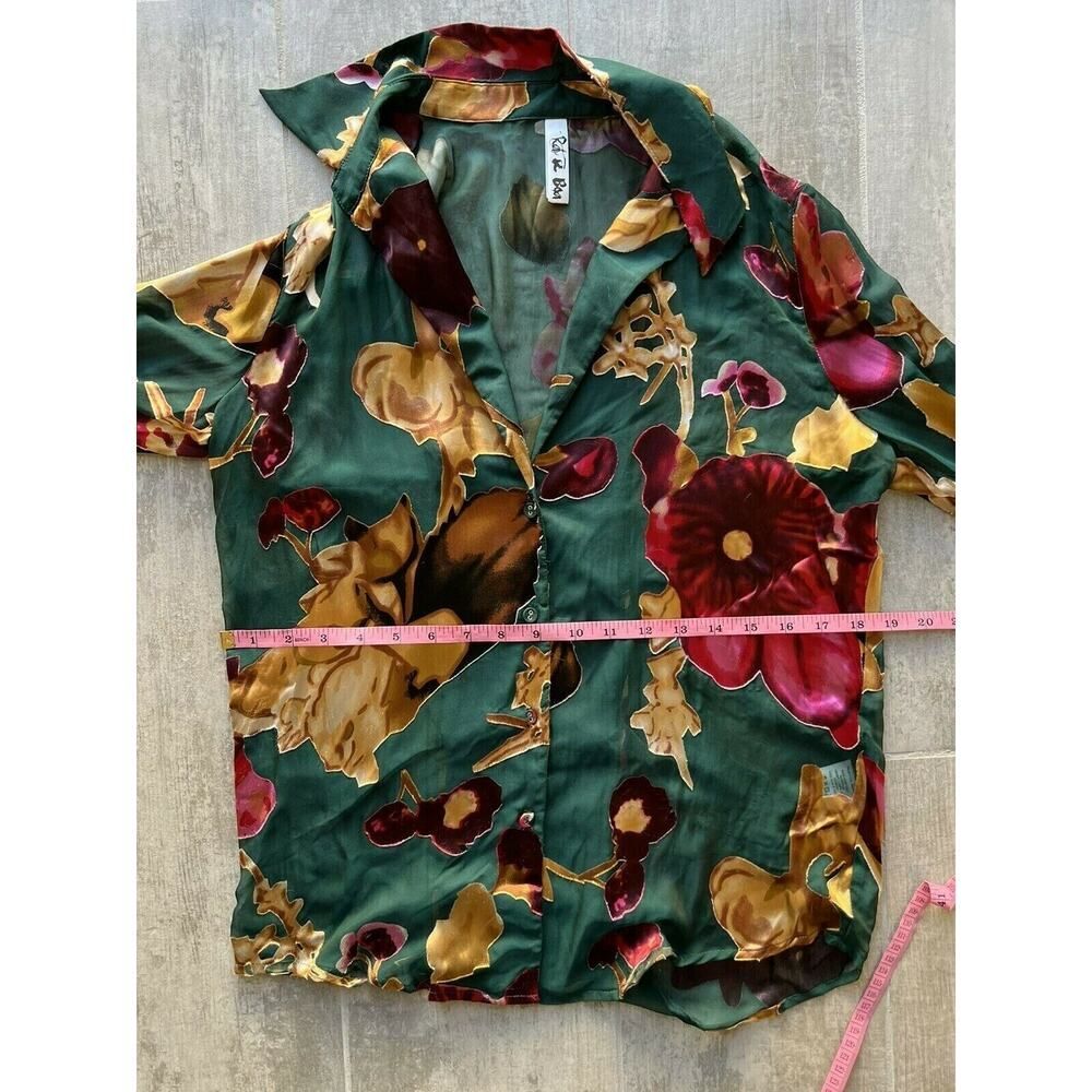 $273 RAT & BOA Designer Green Floral Semi Sheer Issey Blouse SOLD OUT XS V Neck - Picture 11 of 12